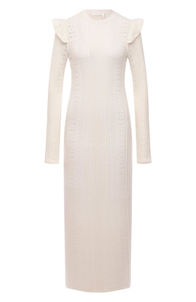 Платье из шерсти и кашемира CHLOÉ кремового цвета по цене 238000 руб., арт. CHC21WMR07580, фото 1 Платье из шерсти и кашемира CHLOÉ, арт. CHC21WMR07580, фото 1