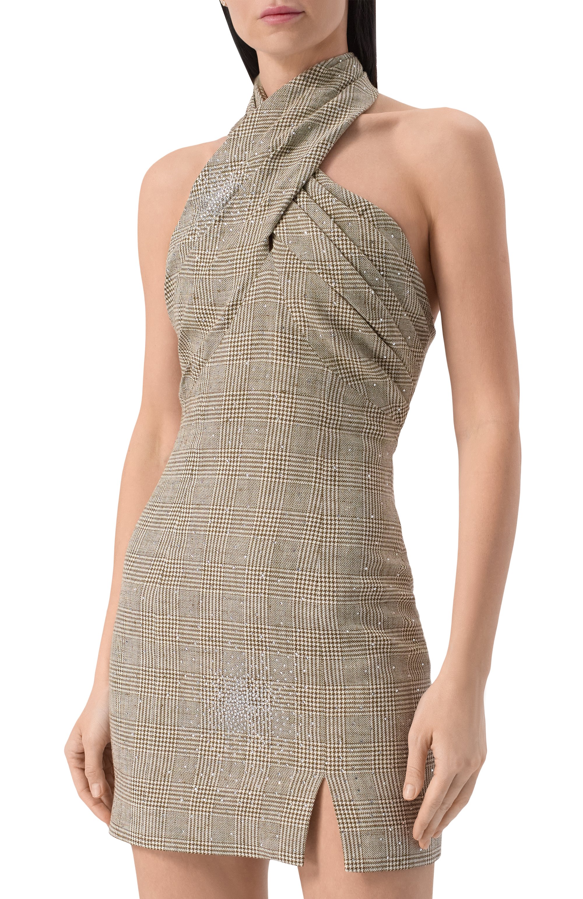 Платье из вискозы и хлопка с отделкой стразами GIUSEPPE DI MORABITO, арт. 04SSDR267C 04427, фото 3