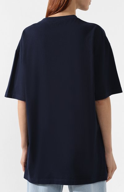 Хлопковая футболка VETEMENTS темно-синего цвета по цене 39150 руб., арт. USS197070/W, фото 4 Хлопковая футболка VETEMENTS, арт. USS197070/W, фото 4