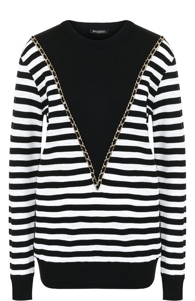 Женский вязаный пуловер в контрастную полоску BALMAIN, арт. 136677/M078