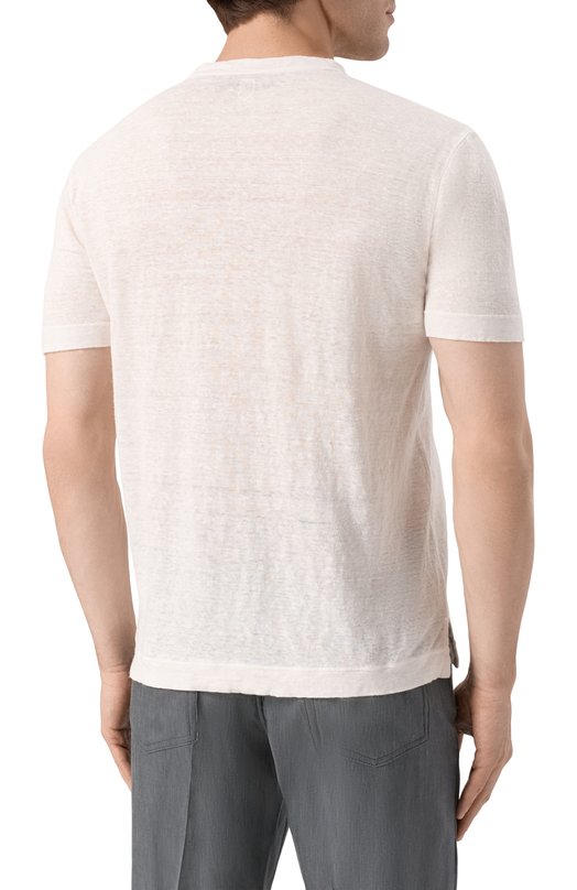 Льняная футболка Canali T0869/MJ02244 Кремовый  T0869/MJ02244 Фото 4