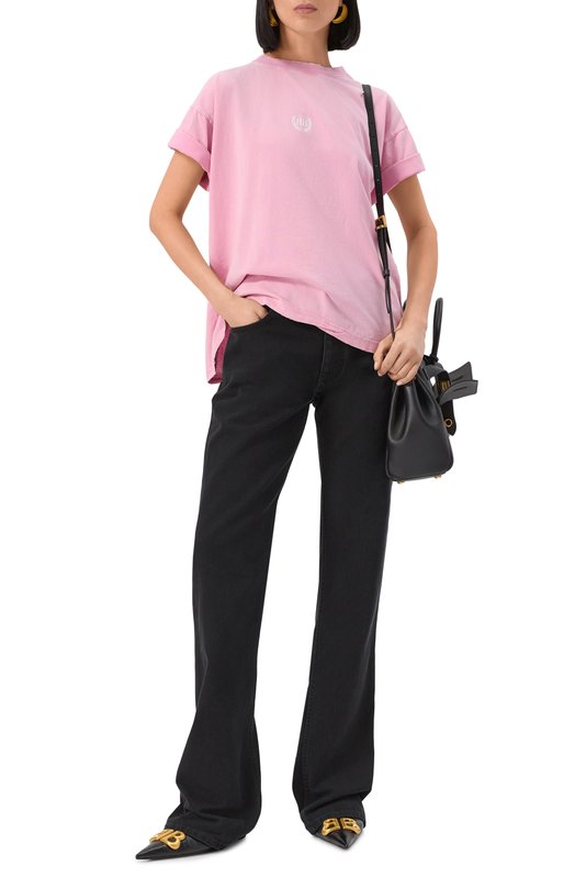 Хлопковая футболка Balenciaga 826344/TSVC9 Розовый  826344/TSVC9 Фото 2