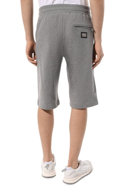 Хлопковые шорты DOLCE & GABBANA серого цвета по цене 51250 руб., арт. GVB7HT/G7F2G, фото 4 Хлопковые шорты DOLCE & GABBANA, арт. GVB7HT/G7F2G, фото 4