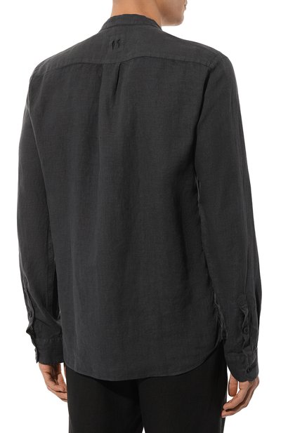 Льняная рубашка HANNES ROETHER темно-серого цвета по цене 23900 руб., арт. TU29BS.608, фото 4 Льняная рубашка HANNES ROETHER, арт. TU29BS.608, фото 4