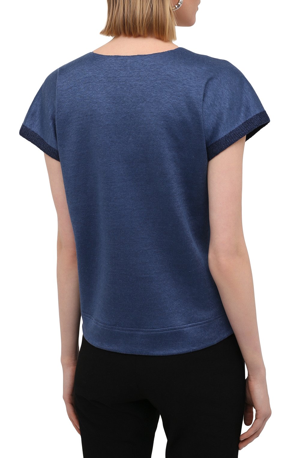 Льняной топ LORO PIANA темно-синего цвета по цене 119000 руб., арт. FAL0798, фото 4 Льняной топ LORO PIANA, арт. FAL0798, фото 4