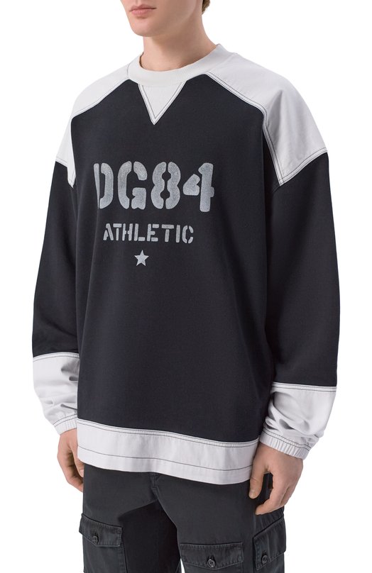 Хлопковый свитшот Dolce & Gabbana G9BZXT/G7PPD Чёрно-белый  G9BZXT/G7PPD Фото 3