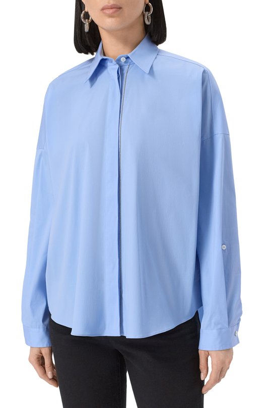 Хлопковая рубашка Brunello Cucinelli M0091MA636 Голубой  M0091MA636 Фото 3