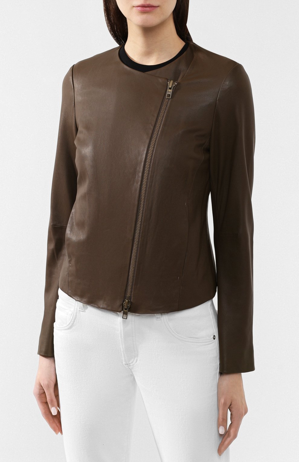 Кожаная куртка VINCE хаки цвета по цене 82950 руб., арт. V574891048, фото 3 Кожаная куртка VINCE, арт. V574891048, фото 3