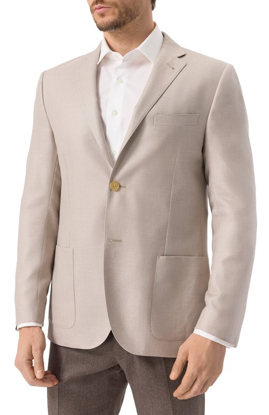 Пиджак из шерсти и шелка Corneliani 25X002-2518289 Бежевый  25X002-2518289 Фото 4
