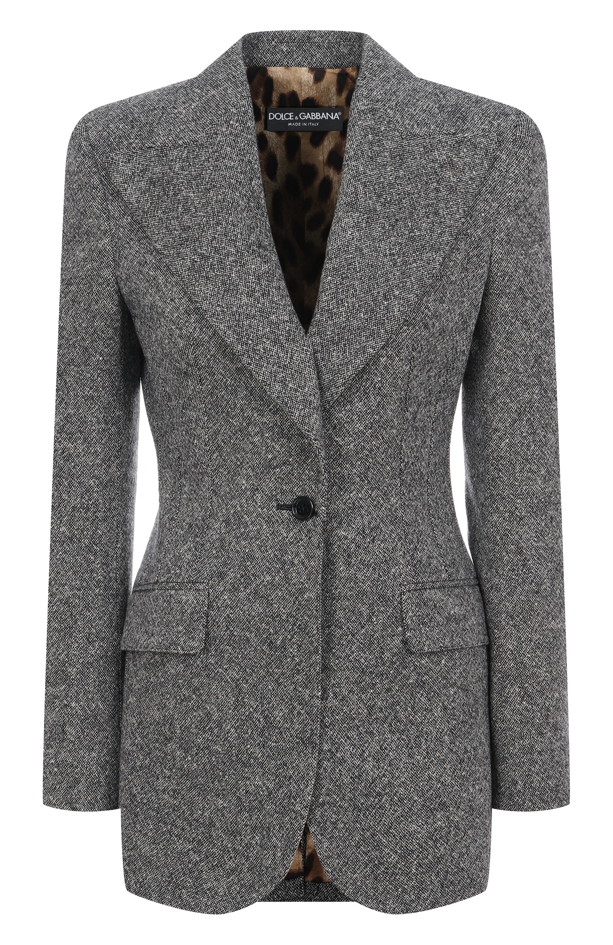 Шерстяной жакет DOLCE & GABBANA серого цвета по цене 336500 руб., арт. F29QGT/FMBAR, фото 1 Шерстяной жакет DOLCE & GABBANA, арт. F29QGT/FMBAR, фото 1