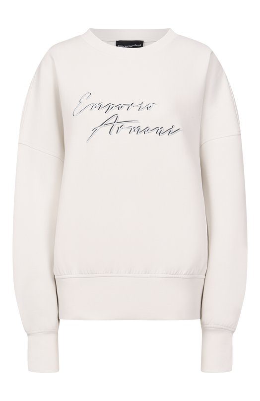 Хлопковый свитшот Emporio Armani EW001354/AF10002 Белый EW001354/AF10002