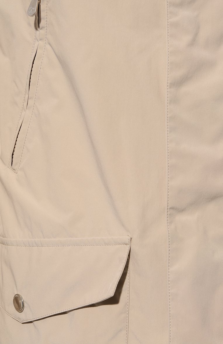 Мужская куртка BRUNELLO CUCINELLI бежевого цвета, арт. MD4796170 | Фото 5 (Рукава: Длинные; Материал внешний: Синтетический материал; Длина (верхняя одежда): До середины бедра; Кросс-КТ: Куртка, Ветровки, Легкие; Стили: Кэжуэл)