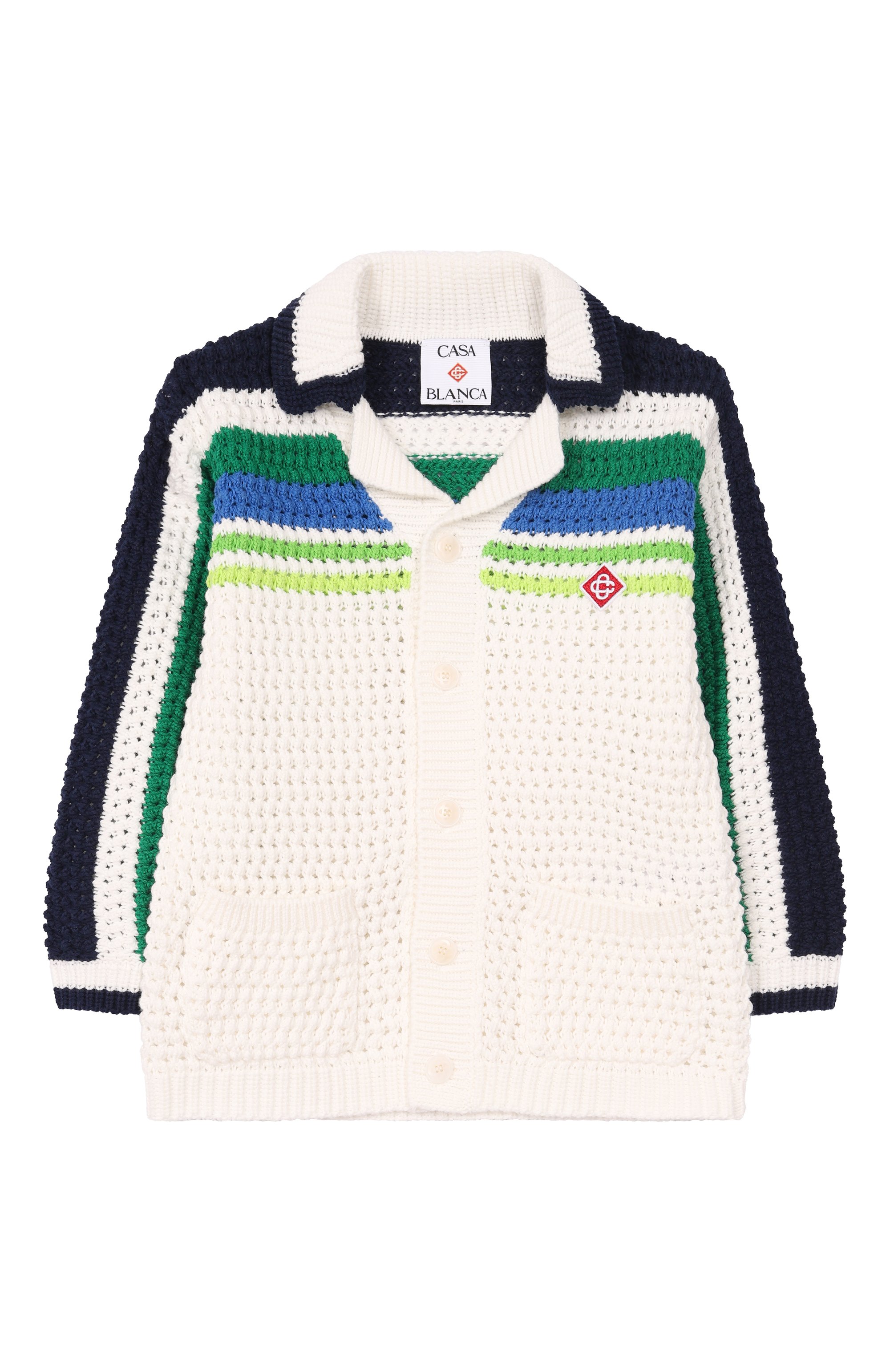 Хлопковый кардиган CASABLANCA молочного цвета по цене 24500 руб., арт. K-SP26-KW-971-02-EX-BC, фото 1 Хлопковый кардиган CASABLANCA, арт. K-SP26-KW-971-02-EX-BC, фото 1