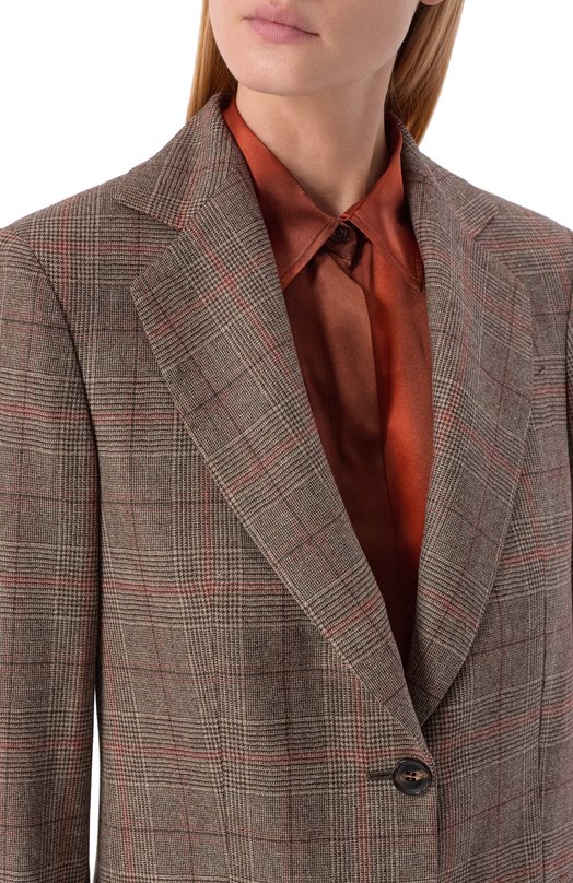 Шерстяной жакет Kiton D60509K0571G01 Коричневый  D60509K0571G01 Фото 5