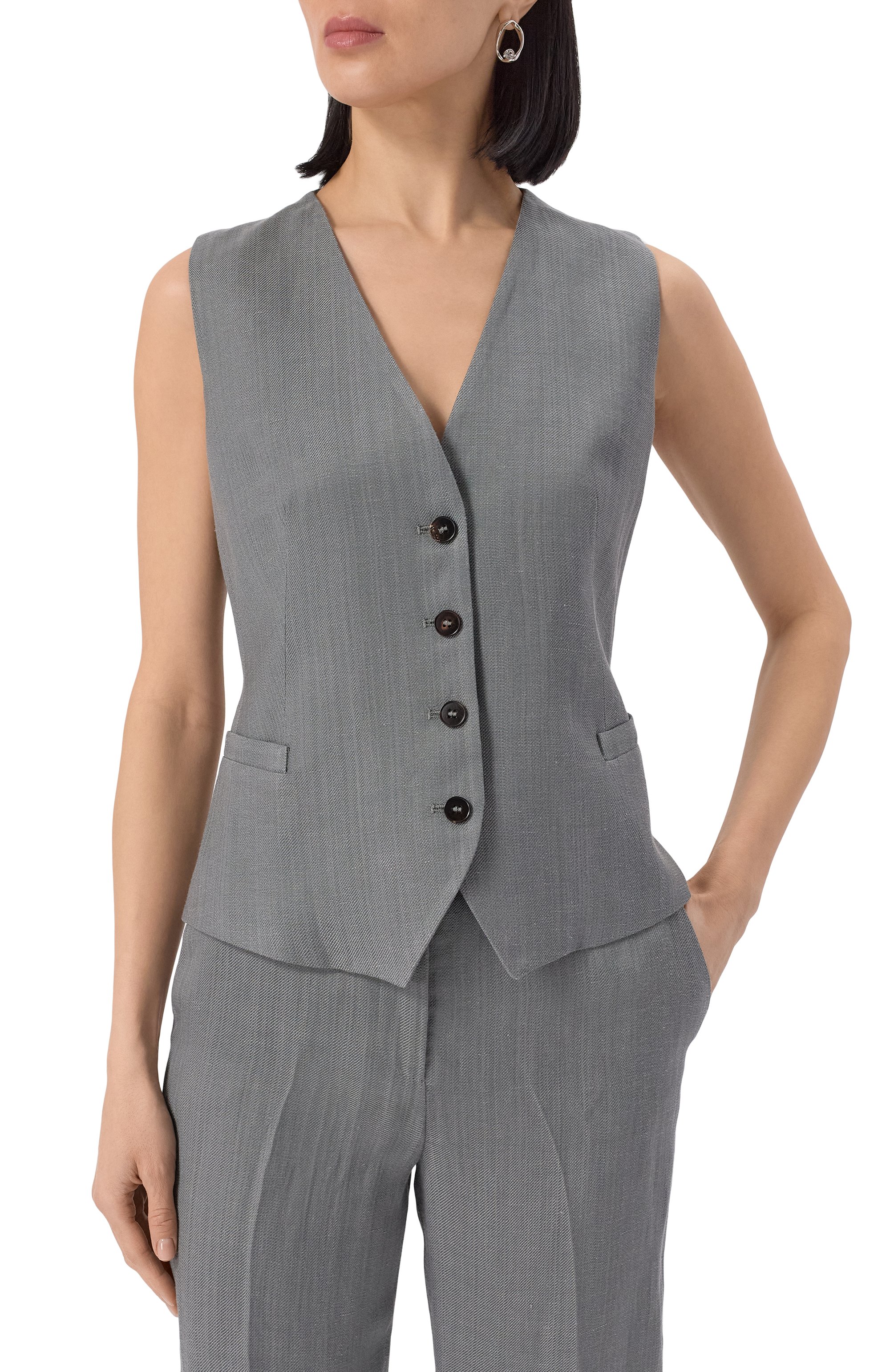 Жилет из вискозы и льна ANTONELLI FIRENZE, арт. M3036N/974, фото 3