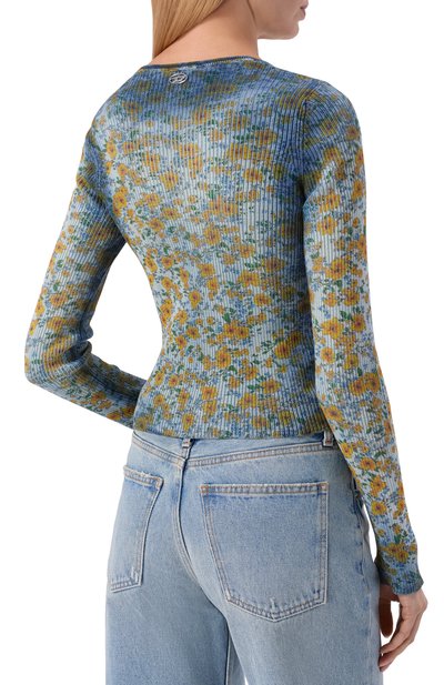 Хлопковый пуловер DIESEL голубого цвета по цене 59400 руб., арт. A23697/0EGED, фото 4 Хлопковый пуловер DIESEL, арт. A23697/0EGED, фото 4