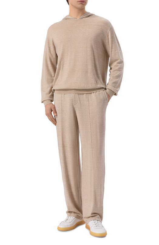 Брюки из шерсти и льна 12 STOREEZ 137224 Бежевый  137224 Фото 2