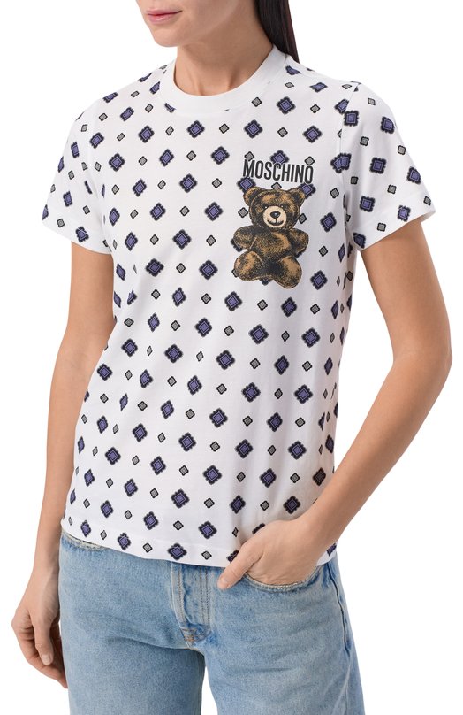 Хлопковая футболка Moschino V0716/0541 Белый  V0716/0541 Фото 3