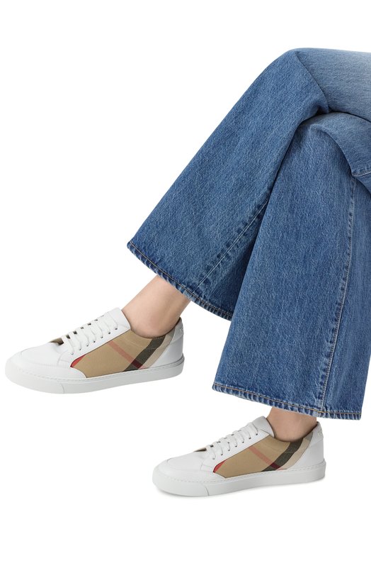 Комбинированные кеды Burberry 8056712 Бежевый  8056712 Фото 2