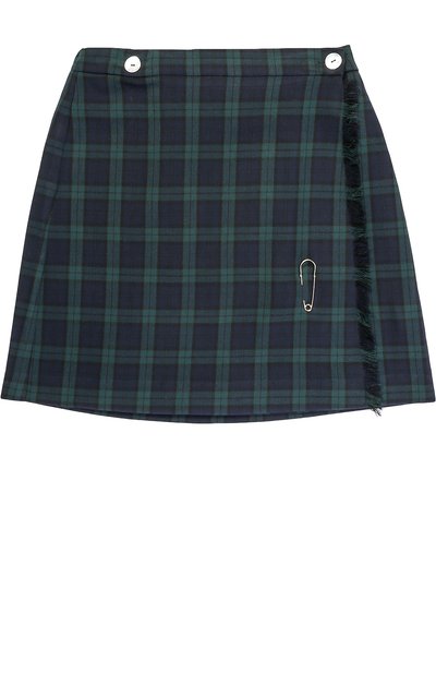 Шерстяная мини-юбка в клетку с бахромой и булавкой CAF, арт. 54-SP/6A-8A, фото 1