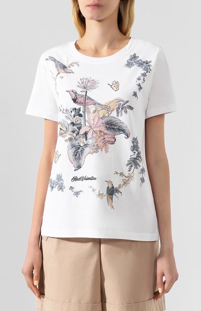 Хлопковая футболка REDVALENTINO белого цвета по цене 14450 руб., арт. TR3MG04J/4UC, фото 3 Хлопковая футболка REDVALENTINO, арт. TR3MG04J/4UC, фото 3