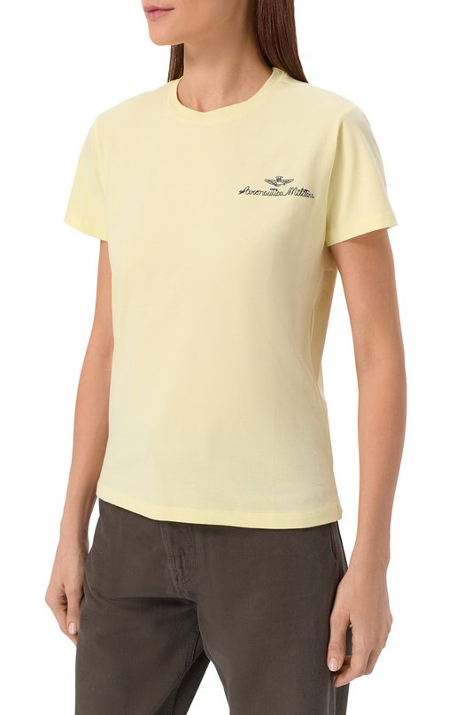 Хлопковая футболка Aeronautica Militare TS2490DJ00675 Жёлтый  TS2490DJ00675 Фото 3