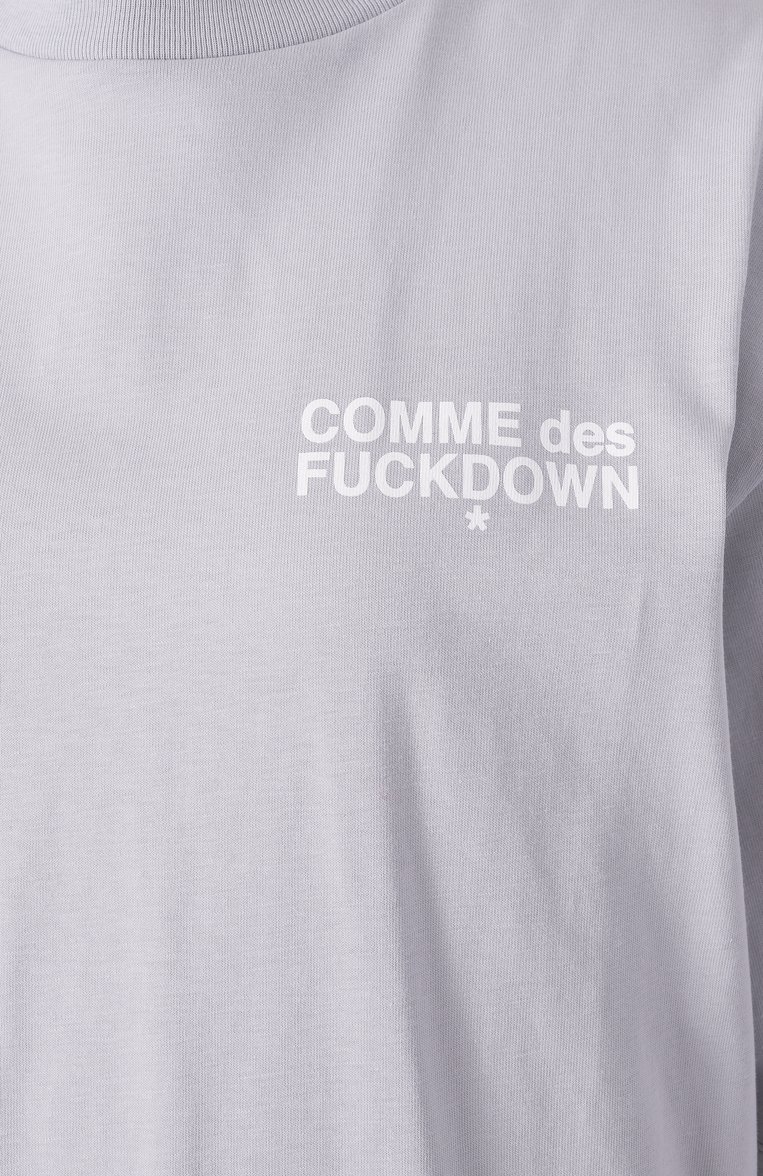 Женская хлопковая футболка COMME DES FUCKDOWN серого цвета, арт. CFABW01316 | Фото 6 (Длина (для топов): Стандартные; Материал внешний: Хлопок; Рукава: Короткие; Стили: Гранж; Принт: Без принта)