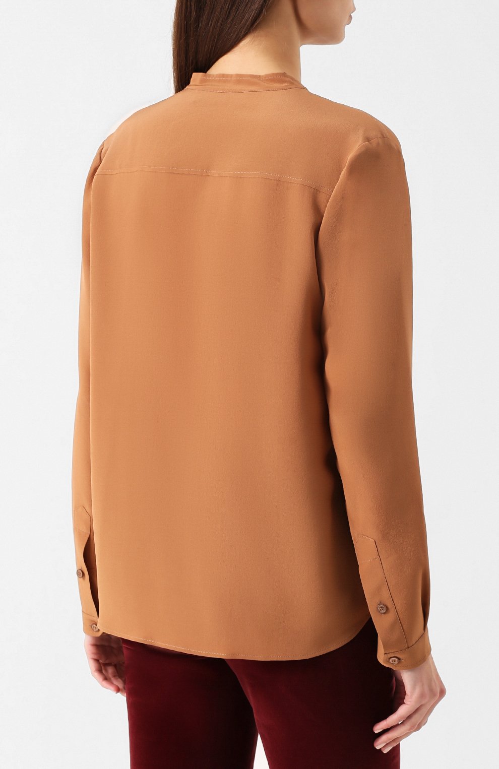 Прямая шелковая блуза с воротником-стойкой STELLA MCCARTNEY, арт. 358313/SY206, фото 4
