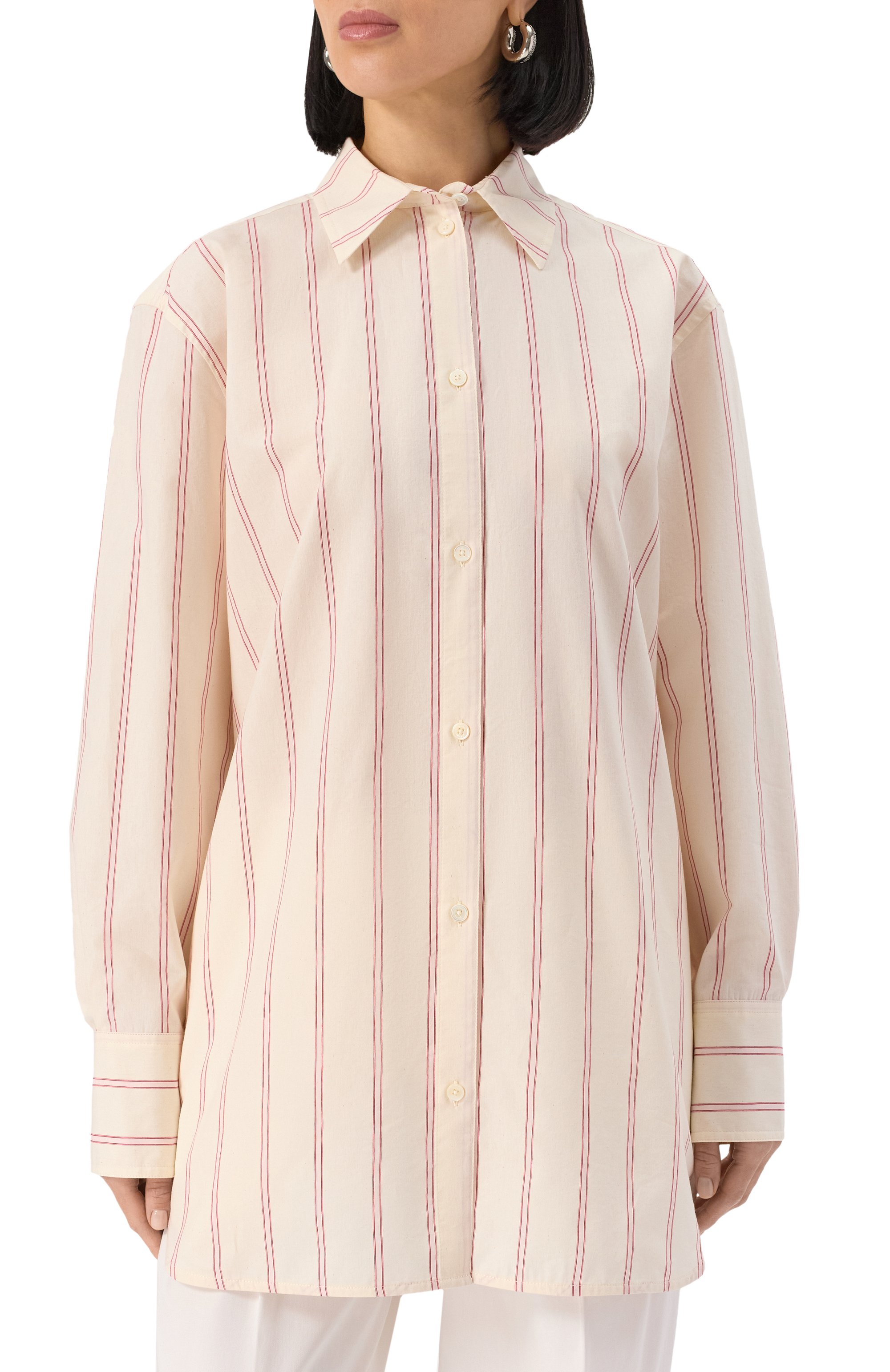 Рубашка из хлопка и шелка TOTEME кремового цвета по цене 59200 руб., арт. 252-WRT1415-FB0388, фото 3 Рубашка из хлопка и шелка TOTEME, арт. 252-WRT1415-FB0388, фото 3