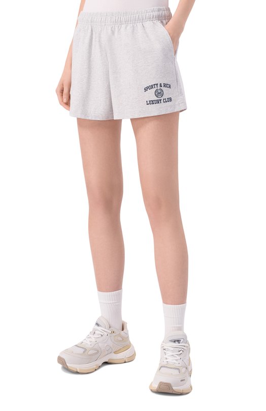 Хлопковые шорты Luxury Club Sporty and Rich SH0377842GY03/S&R LUXURY CLUB DISC0 SH0RT Серый  SH0377842GY03/S&R LUXURY CLUB DISC0 SH0RT Фото 3