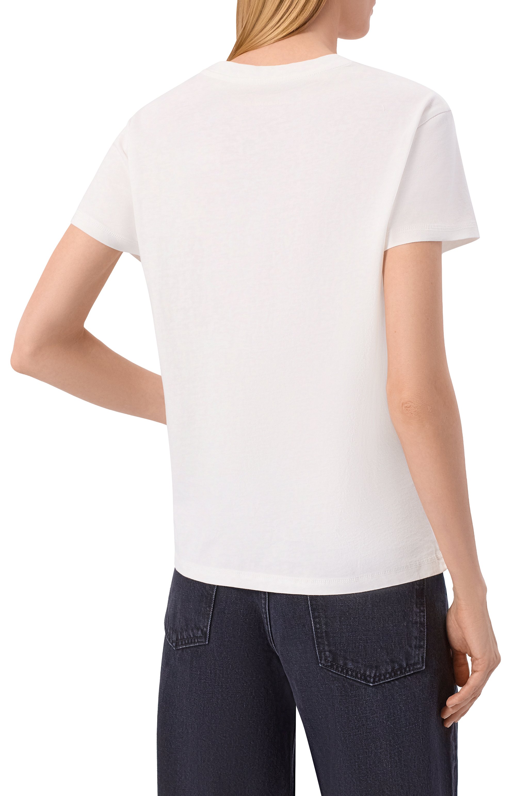 Хлопковая футболка ZADIG AND VOLTAIRE белого цвета по цене 17850 руб., арт. JWTS02858, фото 4 Хлопковая футболка ZADIG AND VOLTAIRE, арт. JWTS02858, фото 4