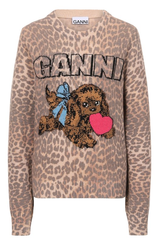 Шерстяной свитер Ganni A1070147 Леопардовый A1070147