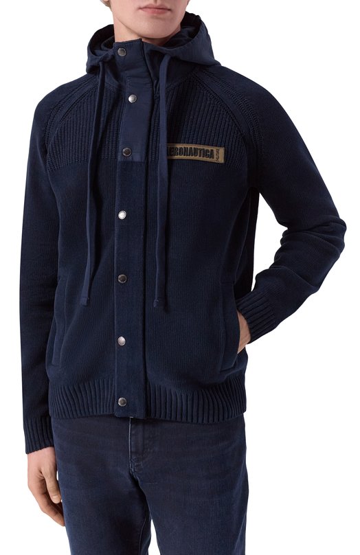 Хлопковый кардиган Aeronautica Militare MA1575UL00539 Синий  MA1575UL00539 Фото 3