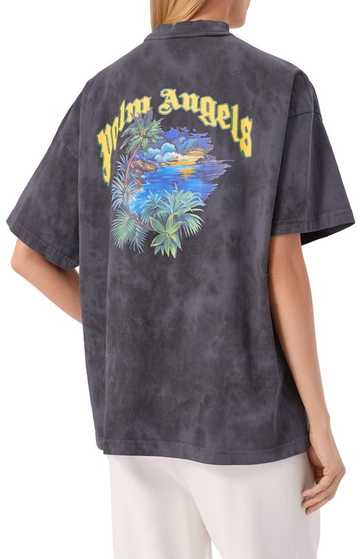 Хлопковая футболка Palm Angels PWAA07BS26JER009 Серый  PWAA07BS26JER009 Фото 4