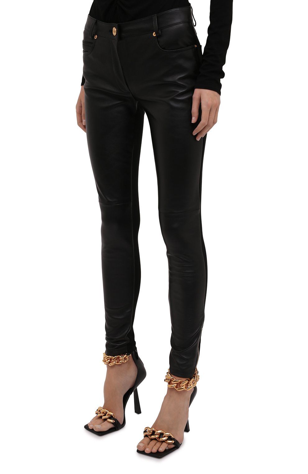 Кожаные брюки VERSACE, арт. 1000991/1A00677, фото 3