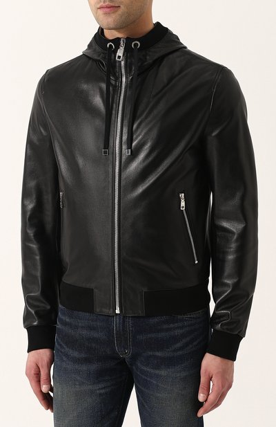 Кожаный бомбер на молнии с капюшоном DOLCE & GABBANA, арт. G9KP0L/FUL89, фото 3