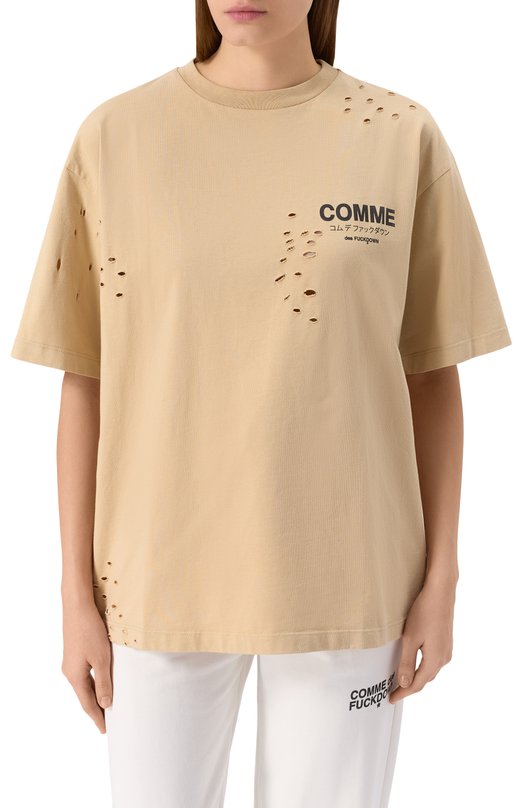 Хлопковая футболка Comme des Fuckdown CFABW01310 Бежевый  CFABW01310 Фото 3