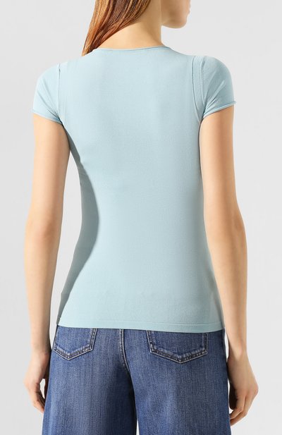 Топ из вискозы STELLA MCCARTNEY голубого цвета по цене 55150 руб., арт. 600041/S2153, фото 4 Топ из вискозы STELLA MCCARTNEY, арт. 600041/S2153, фото 4