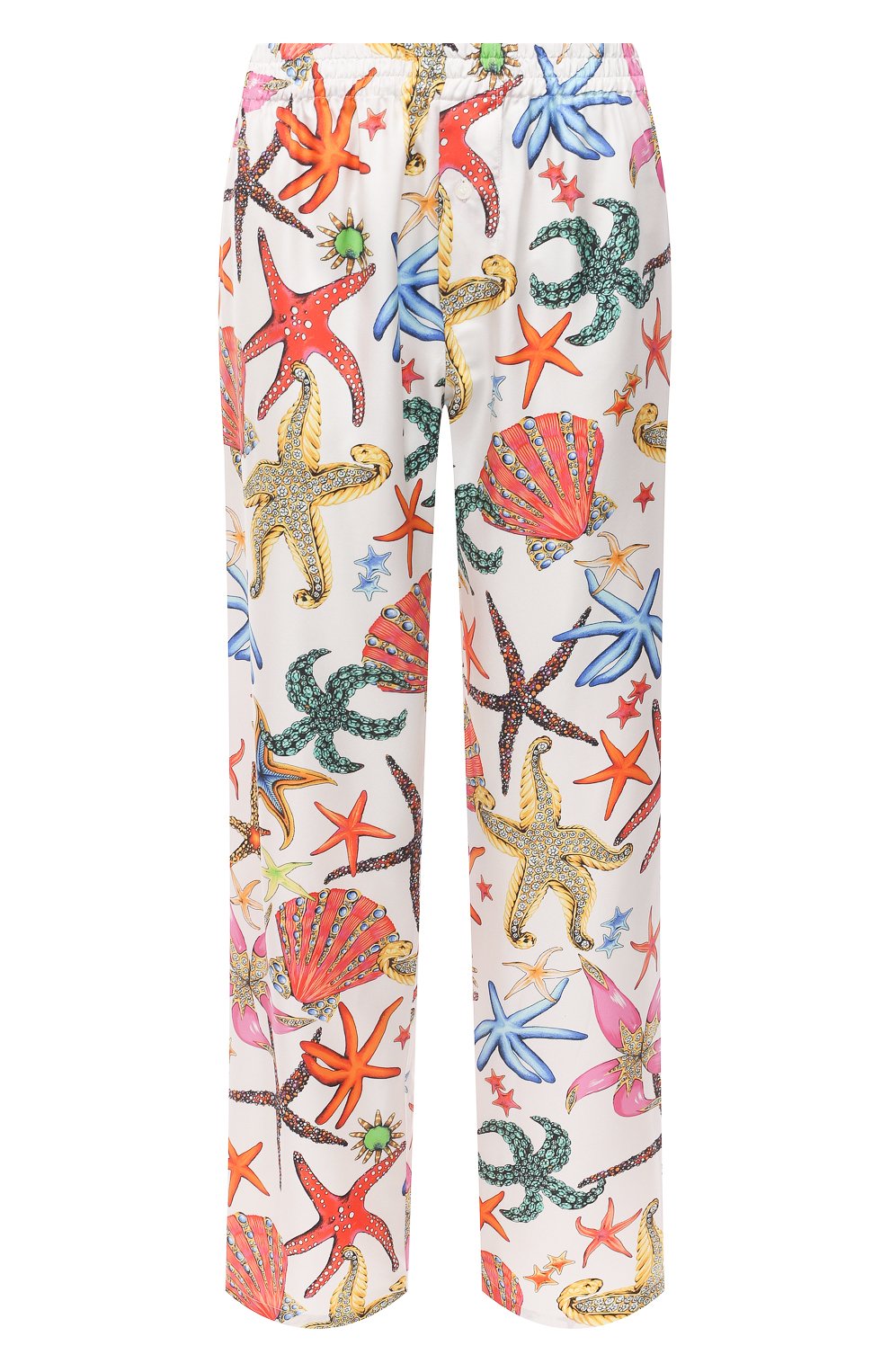 Шелковые брюки VERSACE разноцветного цвета по цене 96850 руб., арт. AUD05057/1F01193, фото 1 Шелковые брюки VERSACE, арт. AUD05057/1F01193, фото 1