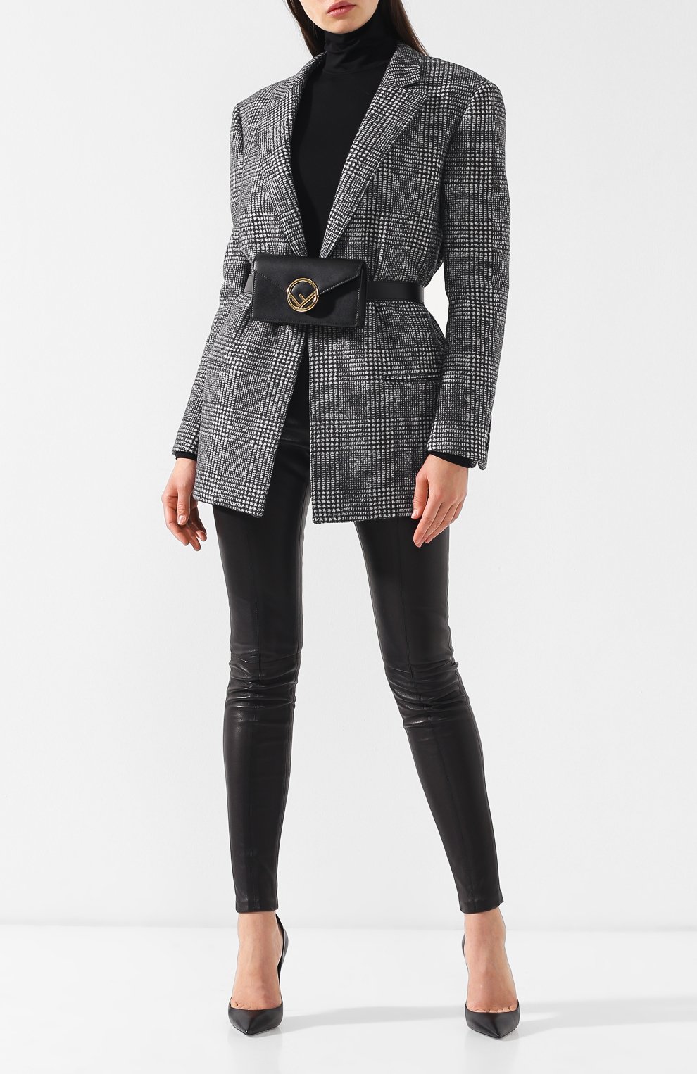 Кожаная поясная сумка с логотипом бренда FENDI, арт. 8BM005 A0KK, фото 2