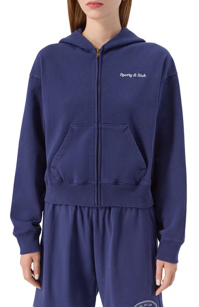 Хлопковая толстовка SPORTY AND RICH темно-синего цвета по цене 33600 руб., арт. ST06860666BL106, фото 3 Хлопковая толстовка SPORTY AND RICH, арт. ST06860666BL106, фото 3