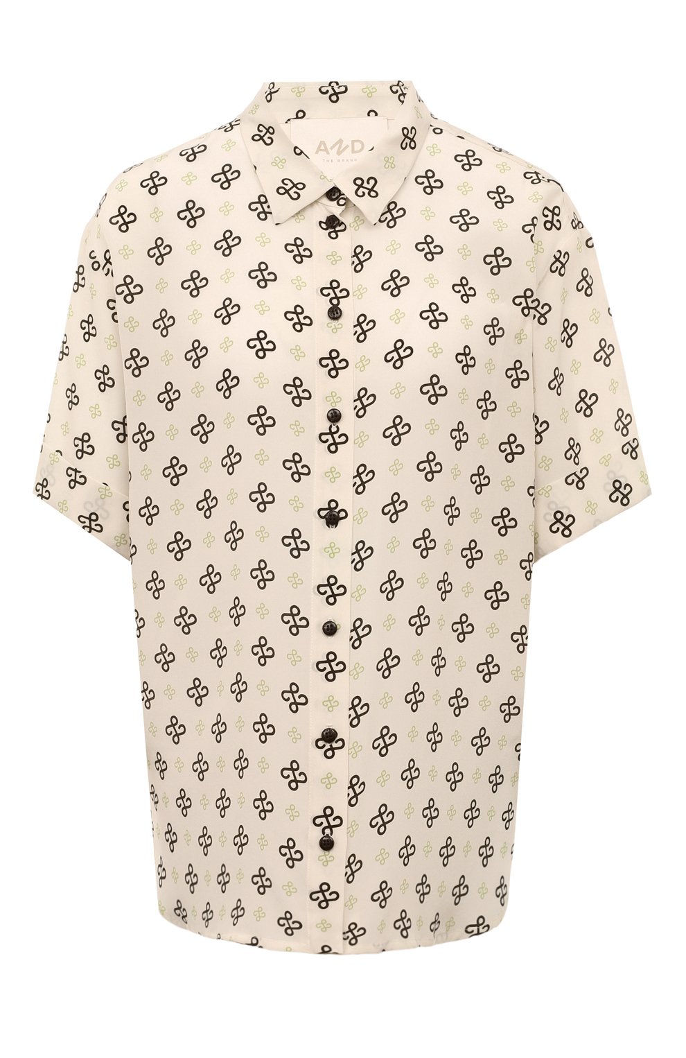 Шелковая рубашка AND THE BRAND кремового цвета по цене 47320 руб., арт. BL001-7003-15Z-S23, фото 1 Шелковая рубашка AND THE BRAND, арт. BL001-7003-15Z-S23, фото 1