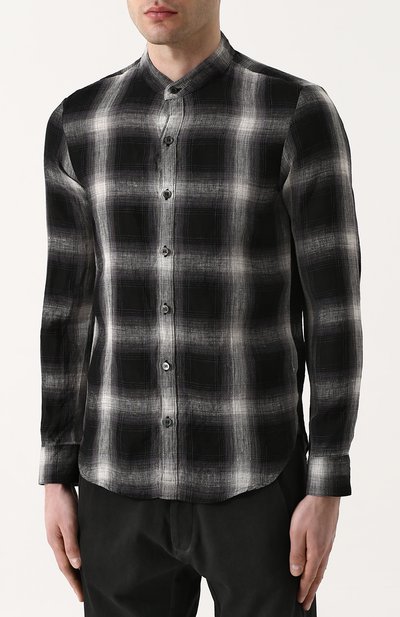 Льняная рубашка в клетку KAZUYUKI KUMAGAI черного цвета по цене 36700 руб., арт. KS81-056, фото 3 Льняная рубашка в клетку KAZUYUKI KUMAGAI, арт. KS81-056, фото 3