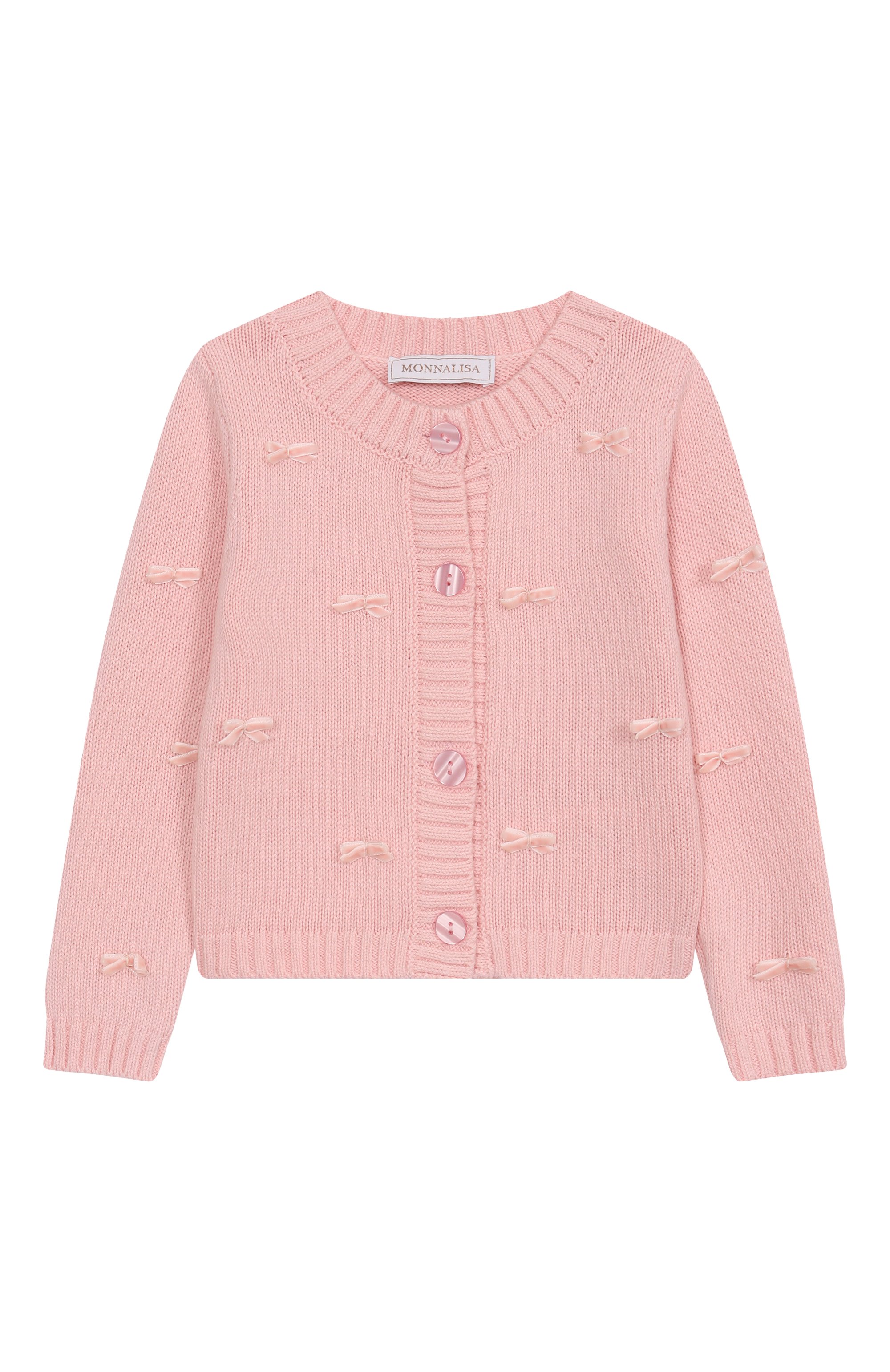 Хлопковый кардиган MONNALISA светло-розового цвета по цене 18500 руб., арт. 37F800, фото 1 Хлопковый кардиган MONNALISA, арт. 37F800, фото 1