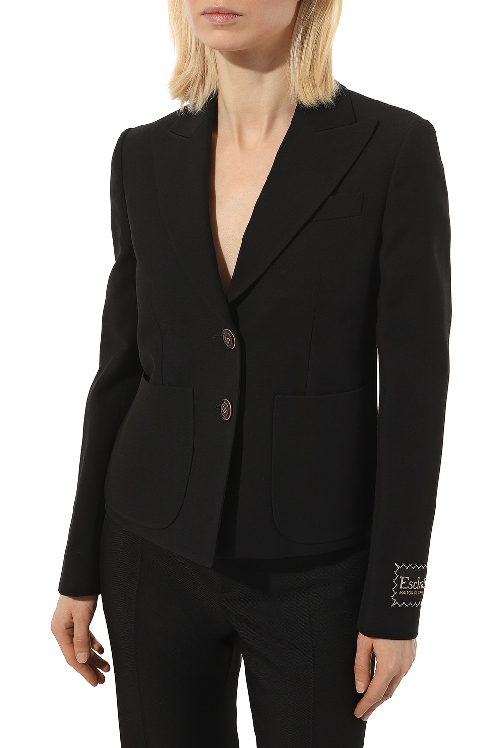 Жакет из шелка и шерсти GUCCI черного цвета по цене 285120 руб., арт. 657053 ZAD88, фото 3 Жакет из шелка и шерсти GUCCI, арт. 657053 ZAD88, фото 3