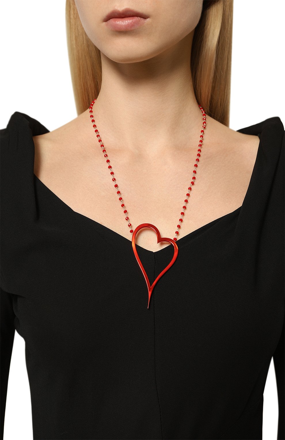 Колье сердце DZHANELLI красного цвета по цене 193600 руб., арт. 00338, фото 2 Колье сердце DZHANELLI, арт. 00338, фото 2