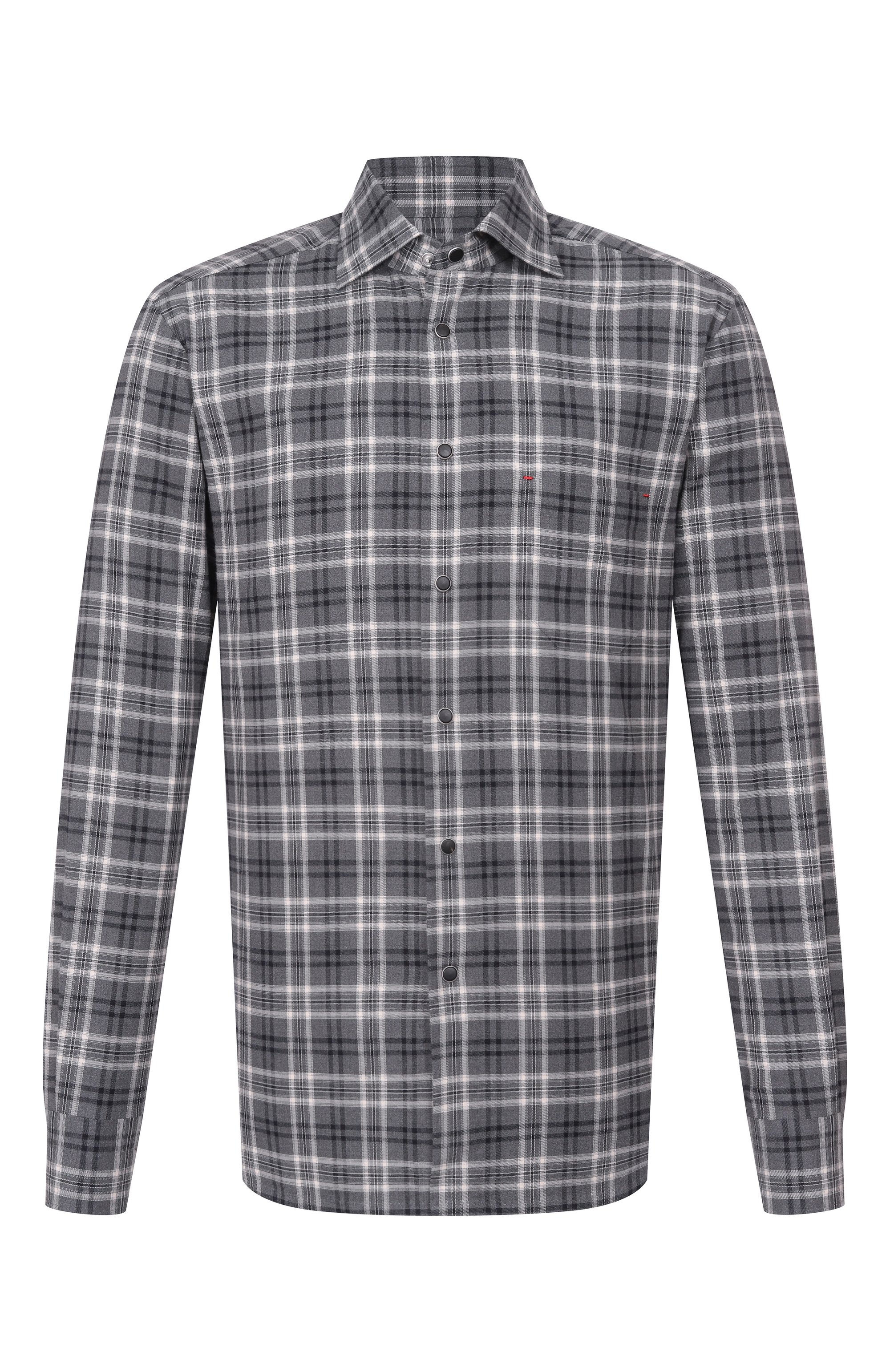 Хлопковая рубашка KITON серого цвета по цене 115500 руб., арт. UMCNERHH0943908, фото 1 Хлопковая рубашка KITON, арт. UMCNERHH0943908, фото 1