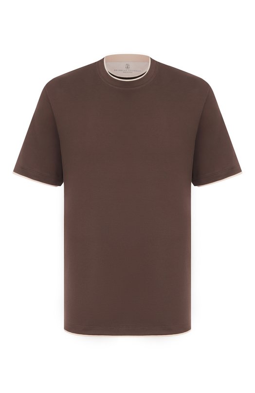 Хлопковая футболка Brunello Cucinelli M0B137427 Коричневый M0B137427