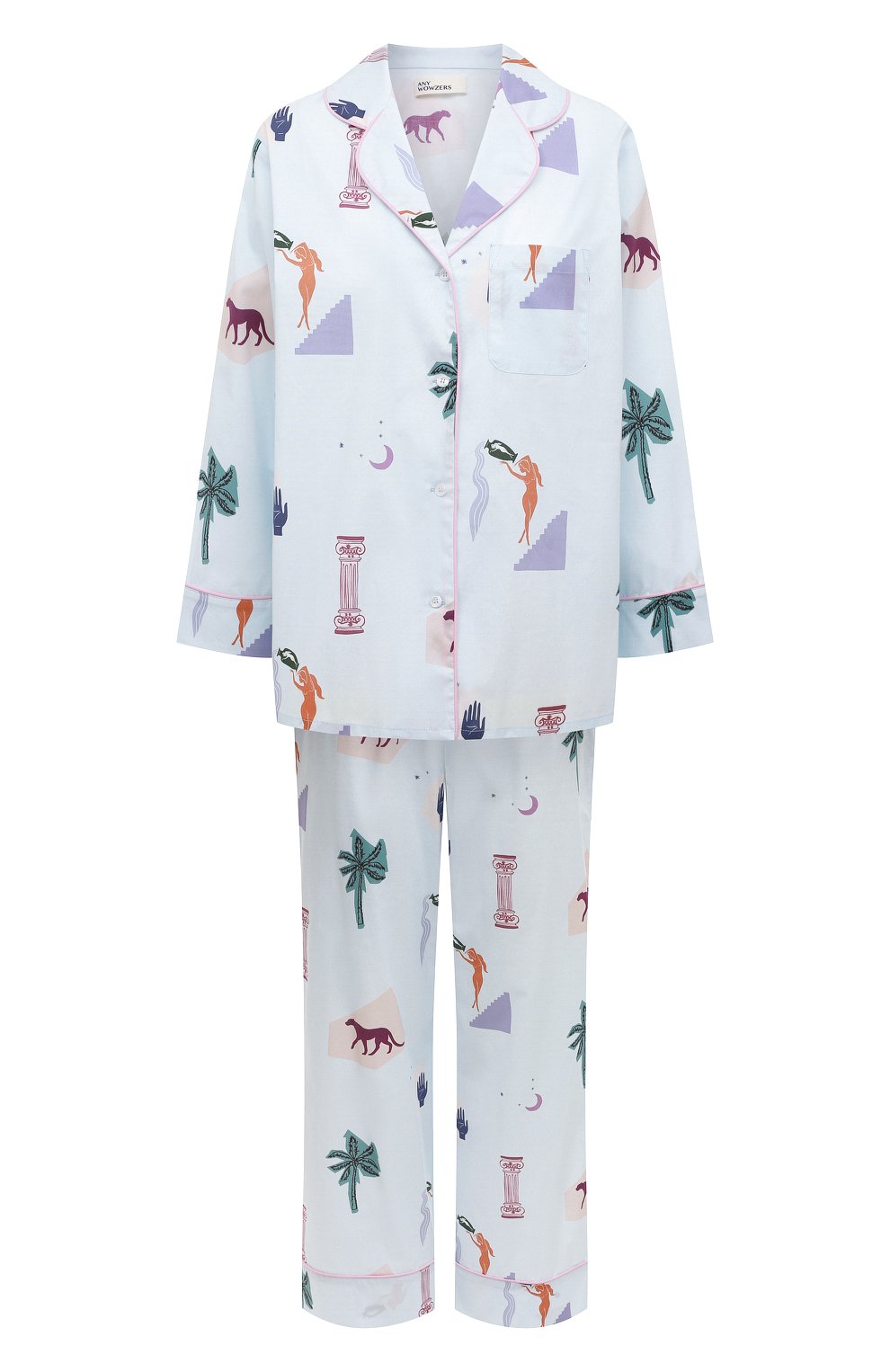 Хлопковая пижама ANY WOWZERS синего цвета по цене 20200 руб., арт. CLS02-PA-P, фото 1 Хлопковая пижама ANY WOWZERS, арт. CLS02-PA-P, фото 1