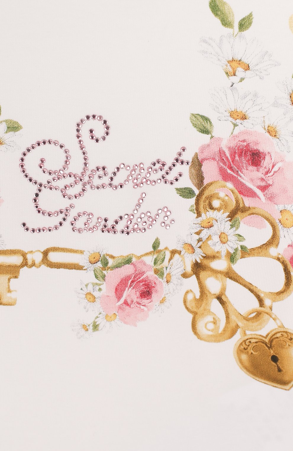 Хлопковая футболка с принтом и стразами MONNALISA, арт. 311611SU, фото 3